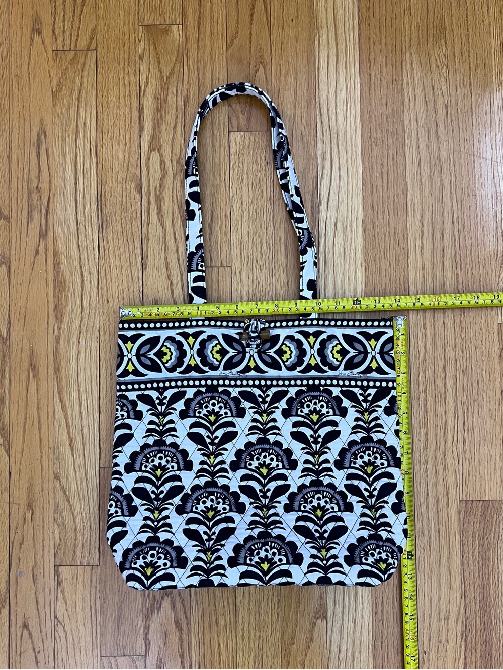 Vera Bradley Black & White Floral Quilted Tote Bag - Picture 2 of 4